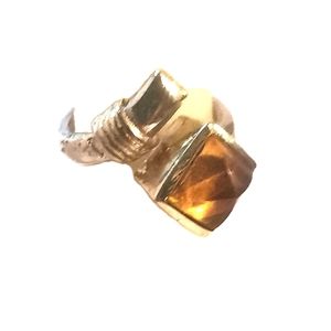 Artisan Amber Sterling Silver Wrap Ring, size 7.5